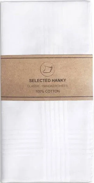 Men&#x27;s Handkerchiefs,100% Soft Cotton,White Classic Hankie Pack of 12