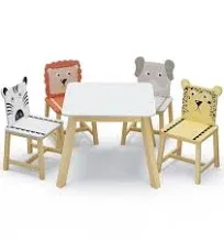 5-Piece MDF Top Kiddy Table and Chair Set with 4 Chairs