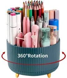 EDENMS Desk Pencil Pen Holder, 5 Slots 360°Degree Rotating Pencil Pen Organizers for Desk, Desktop Storage Stationery Supplies Organize