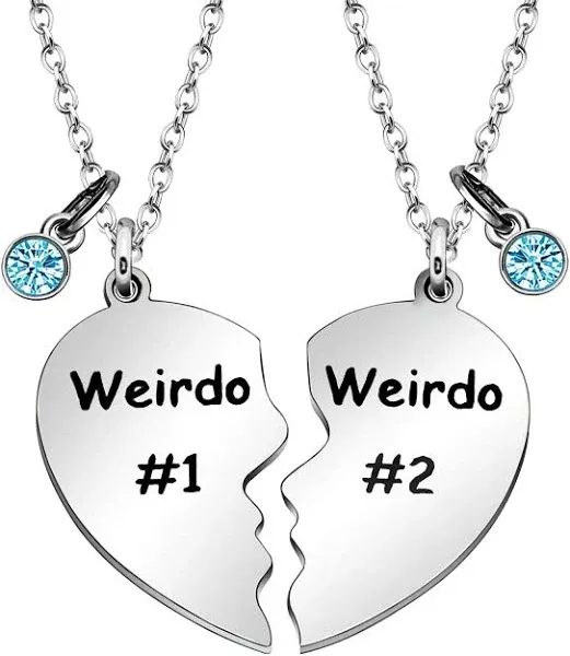 MaxForever Weirdo 1 Weirdo 2 Split Heart Pendant Necklaces