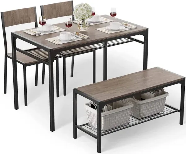 Gizoon Kitchen Table and 2 Chairs for 4 with Bench