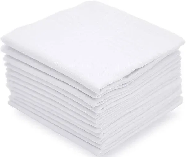 Selected Hanky Men's Handkerchiefs,100% Soft Cotton,White Classic Hankie Pack of 12