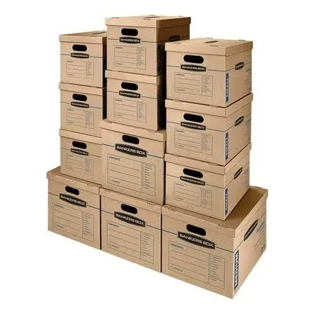 SmoothMove Classic Moving Storage Boxes, Assorted Sizes, Half Slotted Container