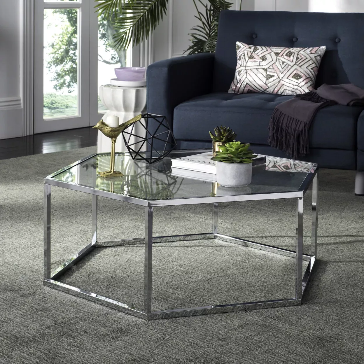 Safavieh Eliana Chrome Glass Coffee Table