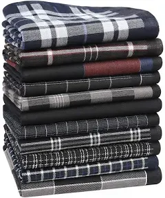 HOULIFE Men’s Handkerchiefs, Black Cotton Handkerchiefs for Men, 17x17 11 Pcs