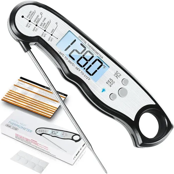 Digital Meat Thermometer, Waterproof Instant Read Food Thermometer for Cooking and Grilling