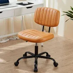 Sweetcrispy Small Office Desk Chair with Wheels Armless Comfy Computer Chair with Lumbar Support