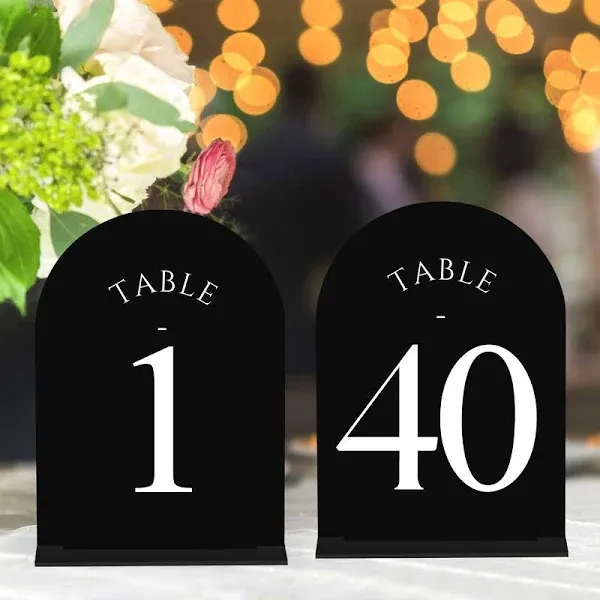 JOYIT Arch Wedding Table Numbers 1-40 with Stands – Double-Sided Printed 5