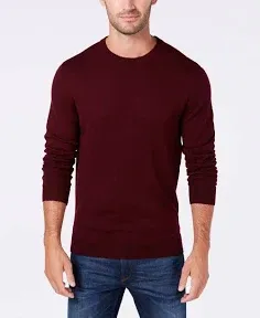 Club Room Men's Solid Crew Neck Merino Wool Blend Sweater