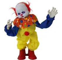 Haunted Hill Farm Life-Size Animatronic Scary Talking Clown with Doll and Touch Activated Lights and Sounds, Battery Operated Indoor or Covered Outdoor Halloween Decoration