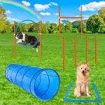 Outdoor Backyard Dog Agility Training Kit Obstacle Course Equipment Jumps Tunnel