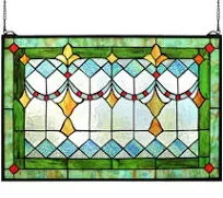 Yogoart Tiffany Style Stained Glass Green Window/Wall Panels 24" X 16"