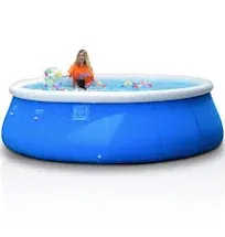 8ft x 24in Round Inflatable above Ground Swimming Pool Fast Easy to Set Up Blow Up Pool for Summer Outdoor Garden Backyard