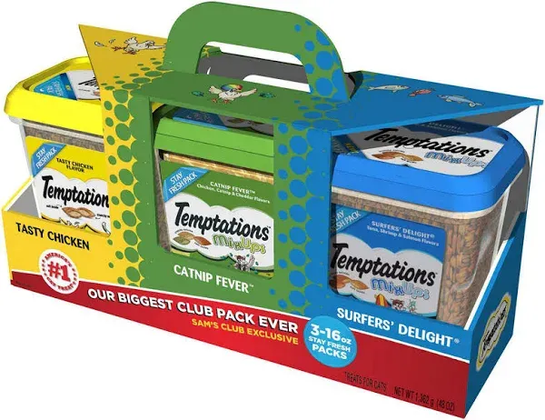 Temptations Cat Treats Stay Fresh Packs, Flavor Variety Pack 3 Pk.