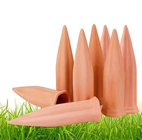 Plant Watering Devices 8 Pack Terracotta Vacation Plant Waterer Wine Bottle Watering Stakes Slow Release Plant Watering Spikes Self Watering Devices for Indoor Outdoor Plants (8)