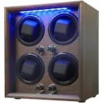 Oryx 4 Watch Winder for Automatic Watches, Wooden Rotating Watch Case 5 Rotation Modes Setting Display Box with LED Light, USB Powered Super Quiet Mabuchi Motor