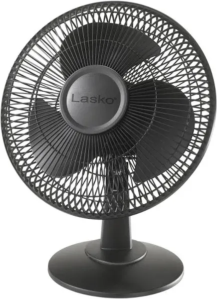 Lasko 2017 Portable 3-Speed 12-Inch Table Fan with Widespread Oscillation and Tilt-Back Fan Head, Black