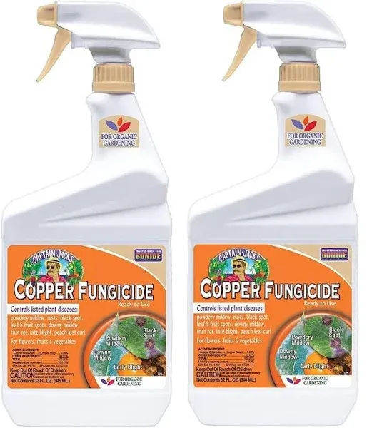 Bonide Captain Jack's Copper Fungicide, 32 oz Ready-to-Use Spray for Organic Gardening, Controls Common Diseases (Pack of 2)