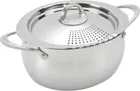 Oval 6 Quart Multi-Pot with Strainer Lid, Whole Pasta, Corn, Lobster, Stainless 