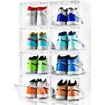 Clemate Upgraded X-Large Shoe Storage Box,8 Pack,Shoe Box Clear Plastic Stackable,Drop Front Shoe Box with Clear Door,Shoe Organizer and Shoe