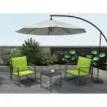 Pyramid Home Decor Serenity Decor 3-Piece Rocking Bistro Set--Glass Coffee Table with 2 Chairs-Green PHD-R110-GN