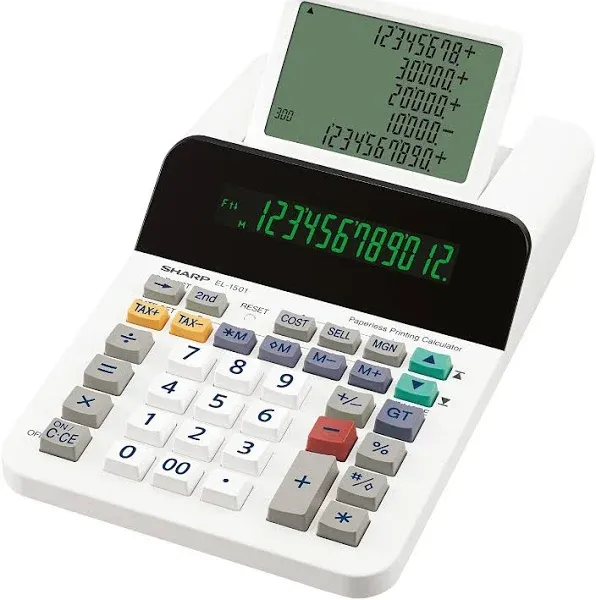 Sharp EL-1501 Paperless Printing Calculator, 12-Digit LCD SHREL1501