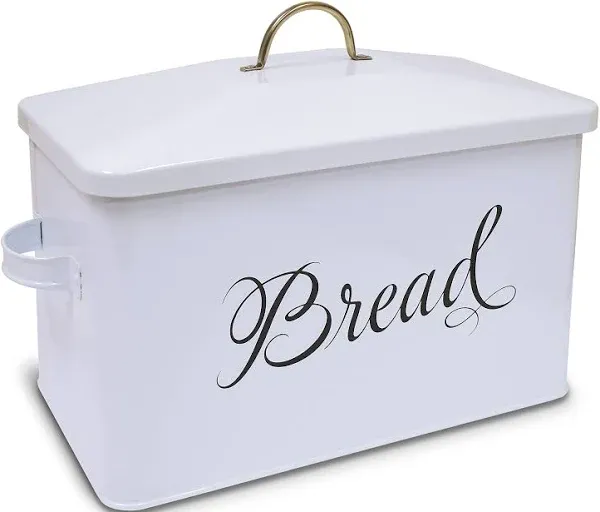 SOTECH Bread Box Kitchen Stainless Metal Container for Storage Bin Countertop Keeper Rustic Holder Vintage airtight Counter with Roll Top Farmhouse Bread Boxes(Cream White)