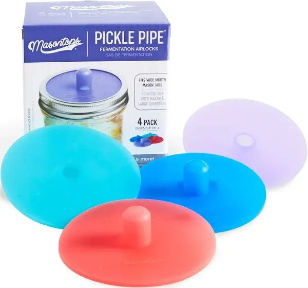 Pickle Pipes - Waterless Airlock Fermentation Lids - Wide Mouth Mason Jar Fer...