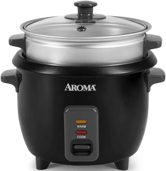 NEW AROMA 6-CUP POT STYLE RICE COOKER black