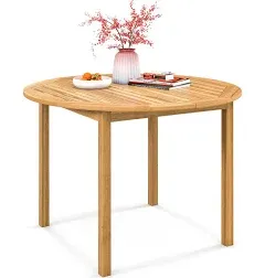 Patio Dining Table 4-Person Acacia Wood Round Outdoor Bistro Table for Deck Lawn