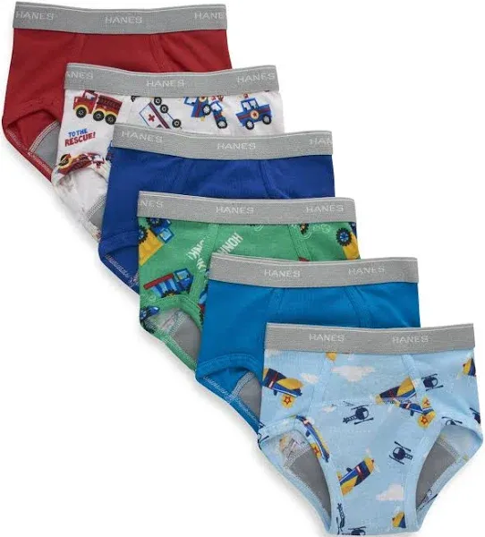 Hanes Toddler Boys' Potty Trainer Brief Underwear, 6-Pack, Sizes 2T-4T