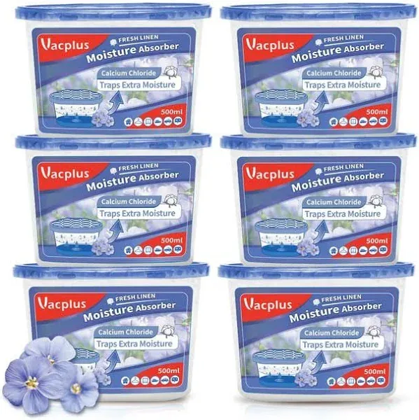 Vacplus Moisture Absorbers 12 Pack, 10.5 Oz, Humidity Absorber Boxes Attracts Extra Moisture from Your Bathroom, Closet, Kitchen, Dehumidifier for Closet (Fragrance Free), Blue