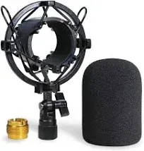 AT2020 Shock Mount with Pop Filter Foam Windscreen with Microphone Shockmount Reduces Vibration Noise and Blocks Out Plosives for Audio Technica