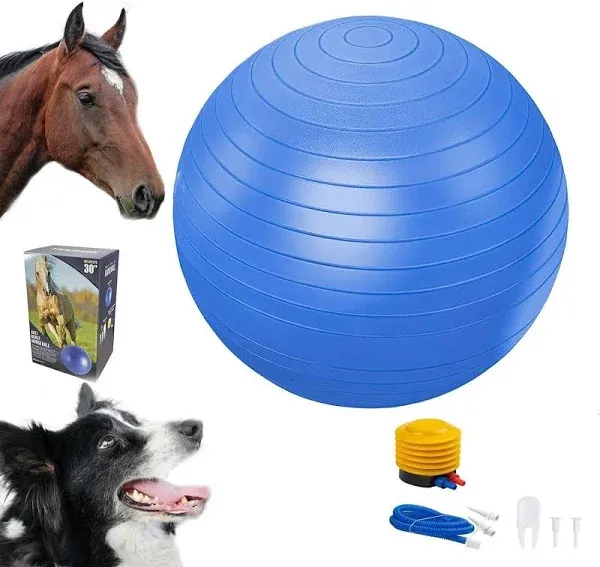 30" Herding Ball - Blue Anti-Burst Training Soccer Ball for Horses,Herding Horse Ball Toys for Horses Mega Herding Dog Balls with Hand Pump, Herding Ball Toys for Horses Stall