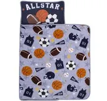 Everything Kids Sports Gray, Navy, Orange, and Brown Allstar Toddler Nap Mat