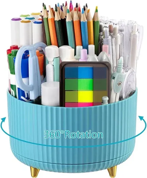 Lolocor Desk Pencil Pen Holder 5 Slots 360 Degree Rotating Pen Organizer Desk Pencil