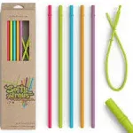 Reusable Long Silicone Straws with Stoppers - Eco-Friendly 5-Pack for All Cups