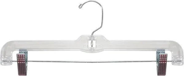 NAHANCO 600RCLH 14 inch Clear Heavy Weight Plastic Skirt/Pant Hangers