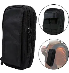 XL StrapPack Two Zipper Clip-On Pouch (Black), Travel Wallet, Backpack Pouch, Passport Holder