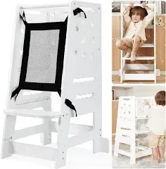 Toddler Tower, Learning Kitchen Tower Height Adjustable with Removable White