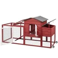 PetsCosset Chicken Coop Large Wooden Chicken Cage and run with Wheels,Red  | eBay