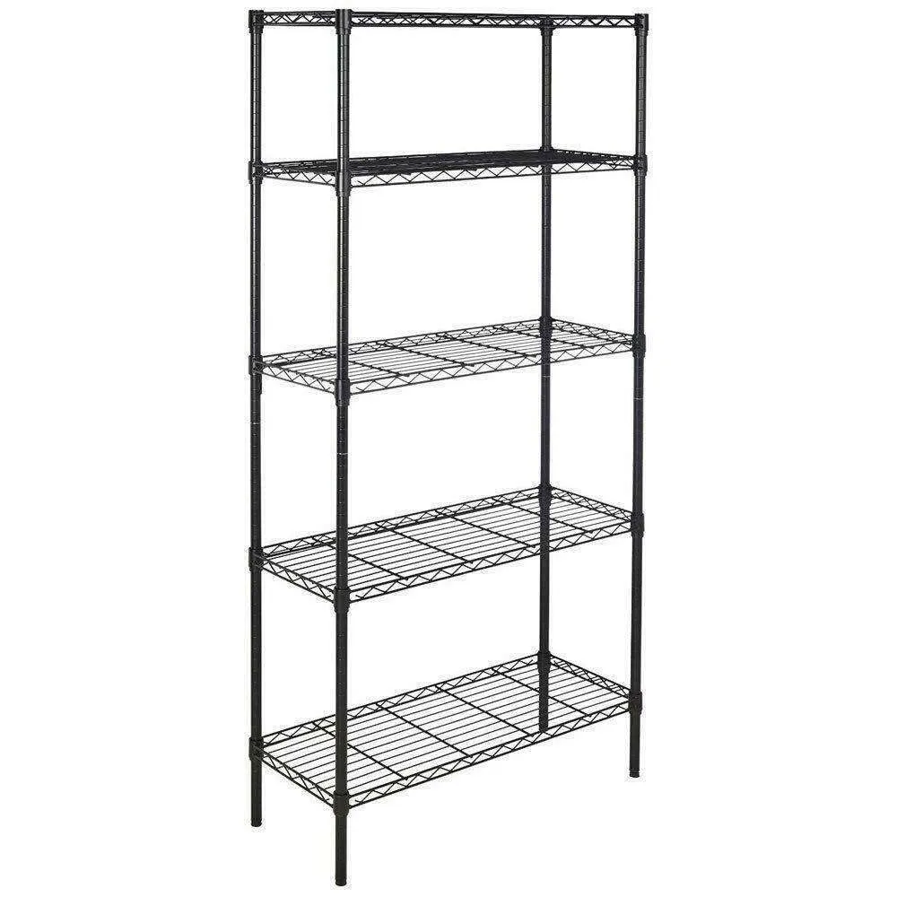 5-Shelf Black Shelving Unit