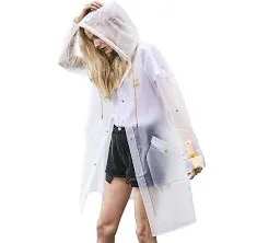 Durable TPU Clear Rain Coat for Adults - Hooded Rain Poncho for Women &amp; Men