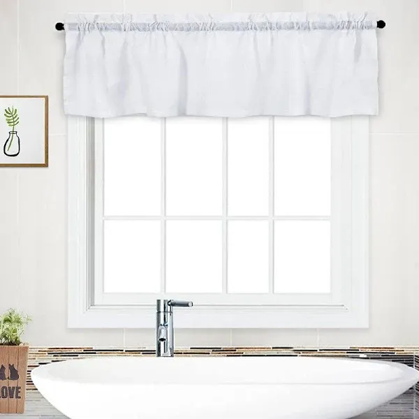 Nanan Curtain Valance,Waffle Weave Waterproof Window Valance for Bathroom,rod Pocket Tailored Kitchen Valance Curtain Cafe Curtains