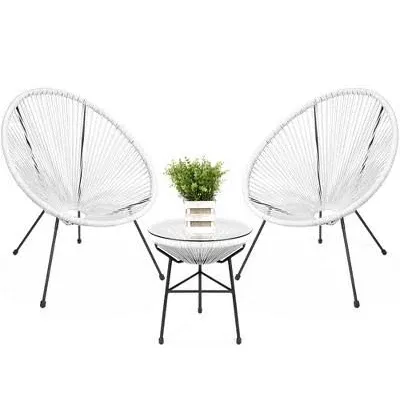 Best Choice Products 3-Piece All-Weather Patio Rope Acapulco Bistro Furniture Set w