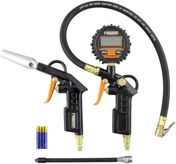 Freeman Digital Tire Inflator with High Flow Blow Gun Kit