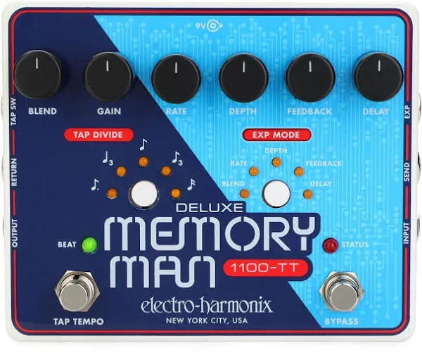 Electro-Harmon<wbr/>ix Deluxe Memory Man 1100-TT Analog Bucket Brigade Tap Delay Pedal