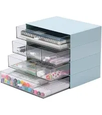 Desk Craft Organizer and Storage with 7 Flat Drawers, Stackable Plastic Deskt...