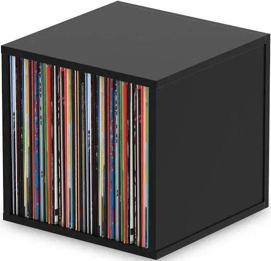 Glorious Record Box black 110 - bis zu 110 Platten im 12''-Format, Problemlos stapelbar, optisch abgestimmt, Lieferung ohne Dekoration, schwarz