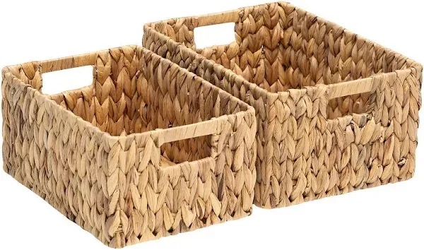 Wicker Baskets 15x11x7 &amp; 13.4x9.5x6.5, 2 Pack Handmade Big Wicker Storage Bas...